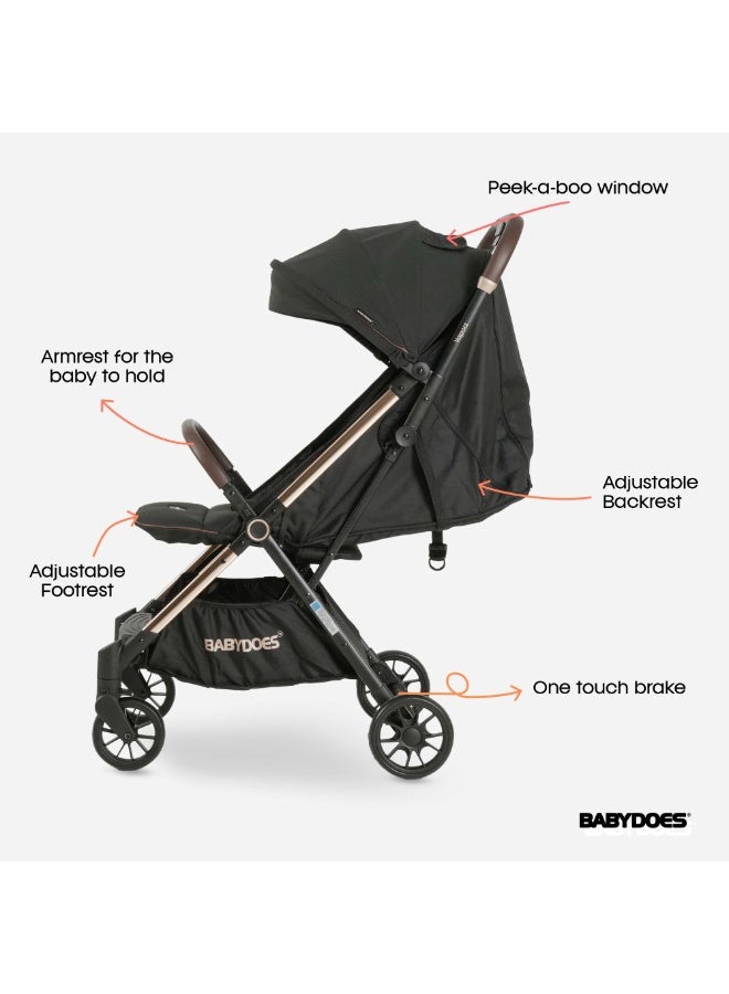BABYDOES VAPORZ Stroller - Gold Frame, 5-Point Harness, Adjustable Seat & Footrest, 0-4 Y, Black - Image 3