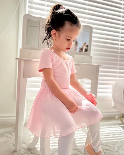 Stelle Ballet Leotards for Girls Dance Leotard with Skirt Toddler Dance Outfits Criss-Cross Back (Pink,4T) - Image 2