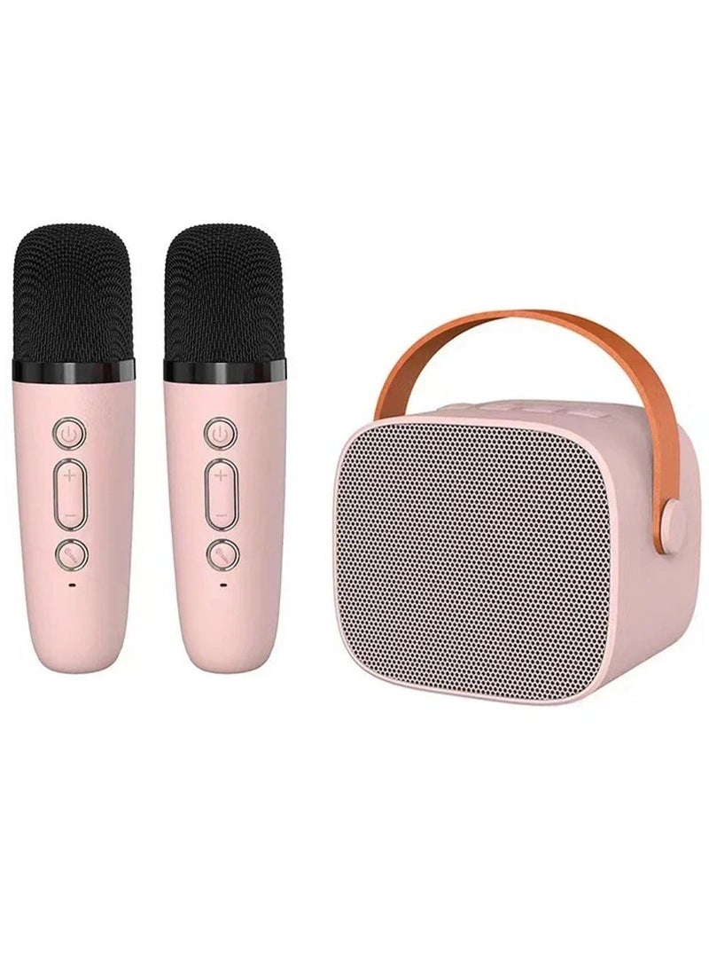 Flash Hawk - Portable Karaoke Speaker Kits,Mini Wireless Karaoke Speakers with 2 Pack Wireless Microphone for Home Outdoor Party Pink - Image 1