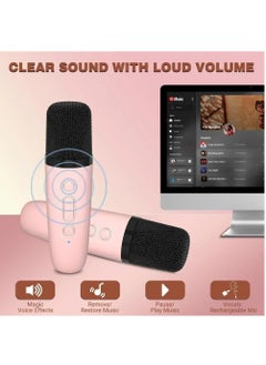 Flash Hawk Portable Karaoke Speaker Kits,Mini Wireless Karaoke Speakers with 2 Pack Wireless Microphone for Home Outdoor Party Pink  - Image 3