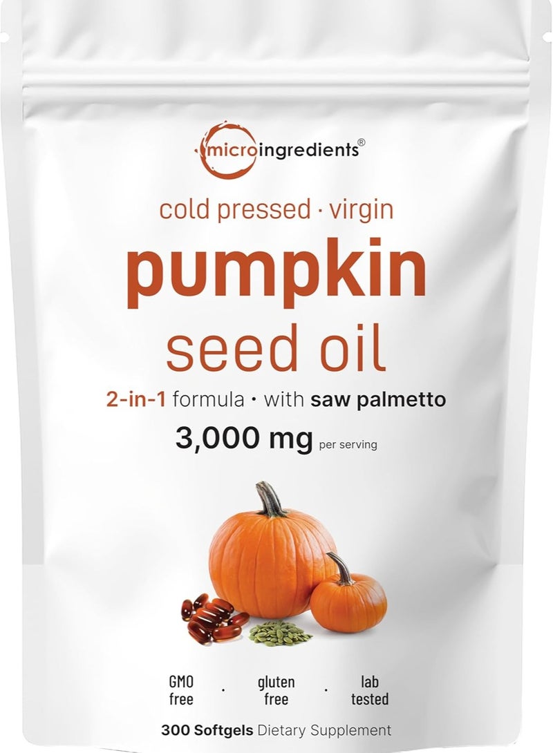 Micro Ingredients Pumpkin Seed Oil with Saw Palmetto, 300 Soft Gels - Image 1