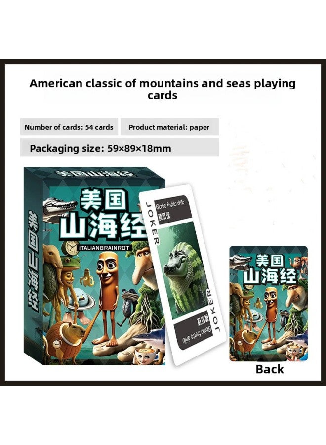 بوكر الجبال والبحر الأمريكي الكلاسيكي، بطاقات ثنائية اللغة، صينية-إنجليزية، بضائع إبداعية، صور متحركة بالذكاء الاصطناعي