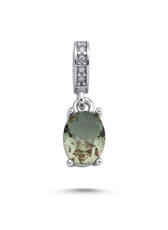 EMNON 925 Silver, 6x8mm Oval Sultanite CZ Solitaire Pendant Rhodium Plated 100% Precious Metal Gift for Women- Emnon61PE 