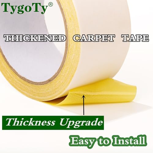TygoTy Double Sided Carpet Rug Stick Heavy Duty Reinforced Tape for Hardwood Floors,Residue Free Anti Slip 2 Sided Rug Grippers pad Tape for Area Rugs,High Adhesive and Removable 2 Inch x 10 Yards - Image 2