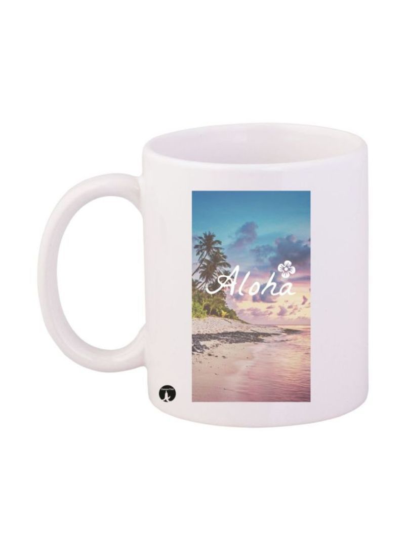 Aloha Printed Mug White/Blue/Green Standard Size