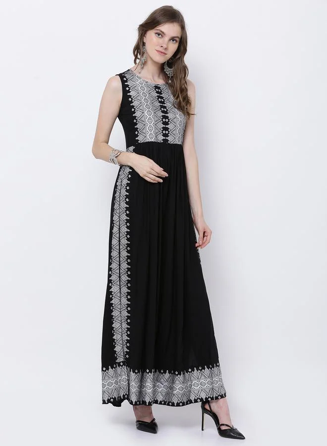 Vishudh Vishudh Women Black Printed A-Line Kurta