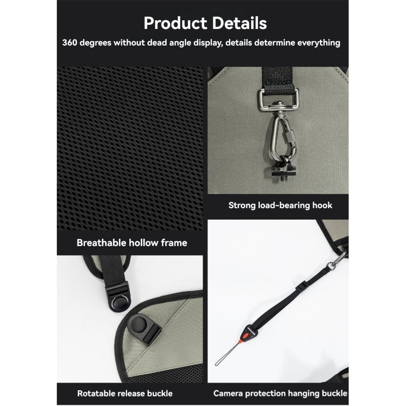 Slr Camera Vest 600D High-Density Nylon Quick-Release Hooks - Adjustable Universal Fit Dual-Shoulder Stabilization System for Outdoor Travel Photography - Image 3