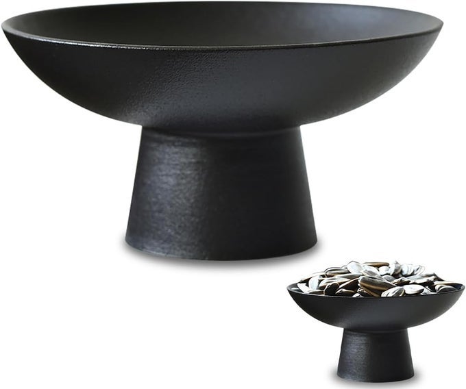 CERAMIC FOOTED BOWL 47 INCH DESSERT DISPLAY STAND CERAMIC CAKE PLATE FRUIT PLATES DECORATIVE FRUIT BOWL SNACK BOWL FOR ICE CREAM DESSERT DISPLAY TRAY FOR KITCHEN DECOR BLACK