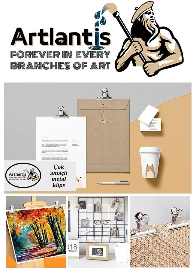 Artlantis Spring Hanging Tong Clip 50 mm 12 Pieces Metal White Clamp 140 Sheets Capacity Smooth Latch Clamp  - Image 3