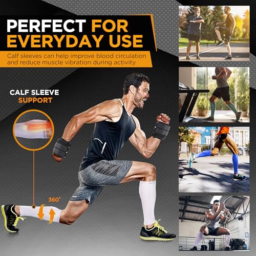 Doc Miller Calf Compression Sleeves for Men & Women, Footless Leg Compression Socks Support for Runners, 15–20mmHg Graduated, Shin Splints, Varicose Veins, Pain Relief & Swelling (1 Pair) - Image 2