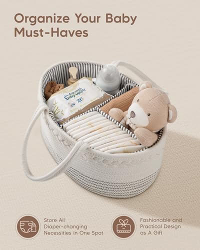 Maliton Baby Diaper Caddy Organizer Cotton Rope Diaper Caddy Basket Large Storage Basket for Newborn Boys and Girls Gift for Baby Shower List Newborn Essentials - Image 3