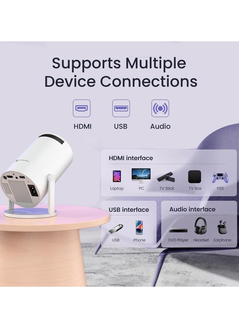 Portronics - Portronics Beem 440 Smart LED Projector with 720p HD Resolution, Rotatable Design, Built-in Streaming Apps (Netflix, Prime Video, Hotstar), 1800 Lumens, Screen Mirroring, 3 Watts Speaker (White) - Image 1