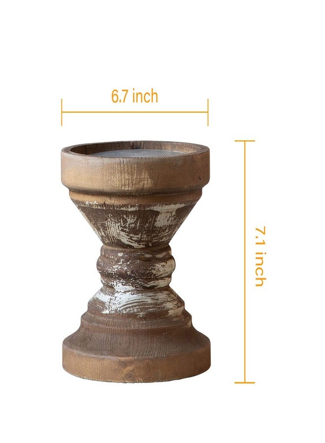 SOFE Farmhouse Antique Candle Holder for Pillar Candle, Vintage Wooden Pillar Candle Holder,Rustic Candlestick Holder for Table Centerpiece,Coffee Table Decor (6.7" x 6.7" x 7.1") - Image 5