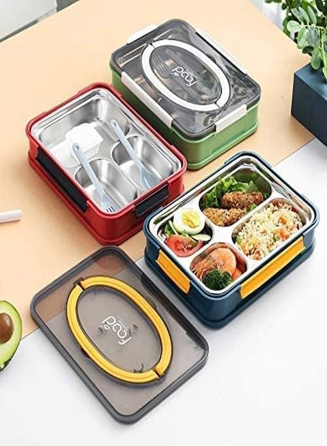 AASHRIT Insulated Lunch Box for Kids – 4 Compartment Insulated Lunch Box Stainless Steel Tiffin Box for School, Lunch Boxes for Office Men/Women_1100 ML (Green) - Image 1