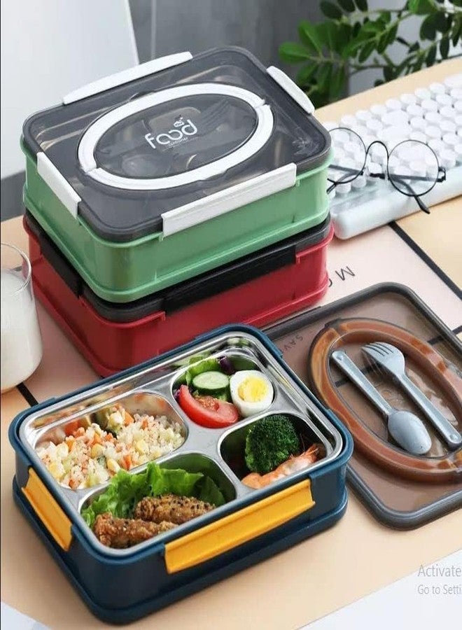 AASHRIT Insulated Lunch Box for Kids – 4 Compartment Insulated Lunch Box Stainless Steel Tiffin Box for School, Lunch Boxes for Office Men/Women_1100 ML (Green) - Image 4