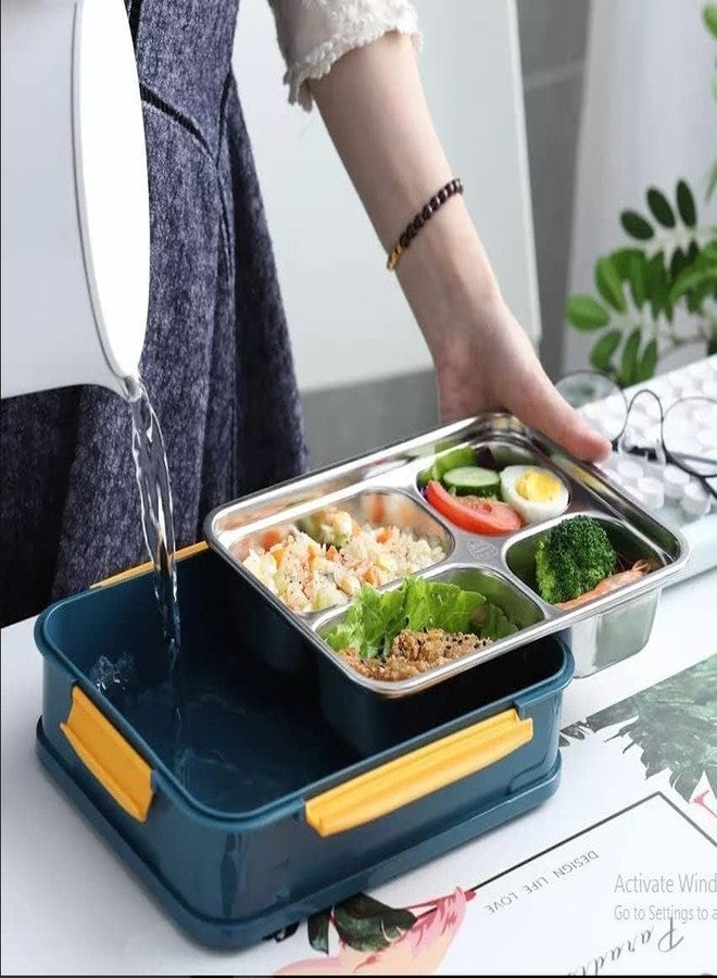 AASHRIT Insulated Lunch Box for Kids – 4 Compartment Insulated Lunch Box Stainless Steel Tiffin Box for School, Lunch Boxes for Office Men/Women_1100 ML (Green) - Image 2
