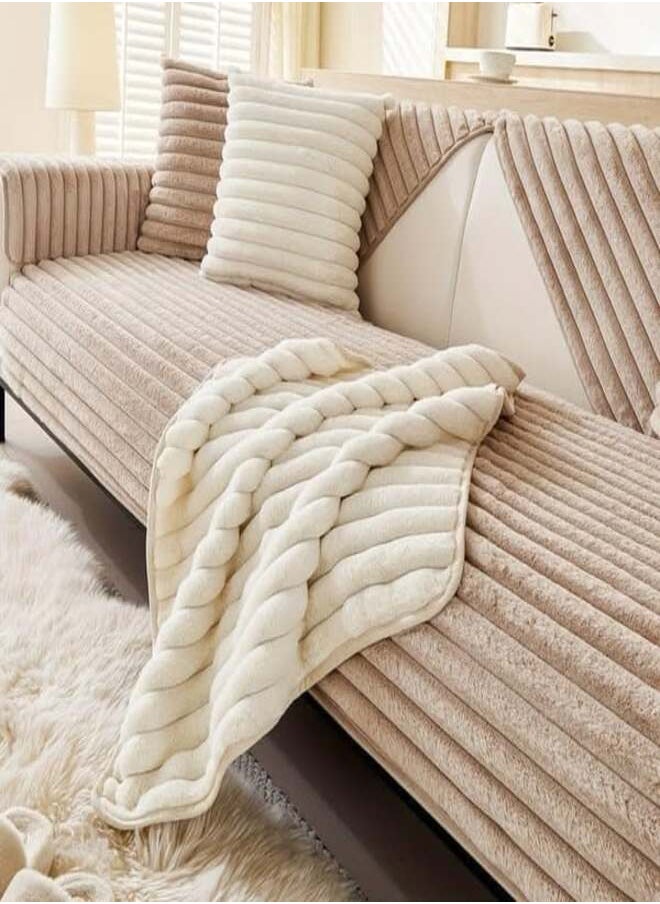 ماركة غير محددة - طقم مفارش ركنة فرو بابلز (فرو الارنب) - 9 قطع - كافيه - Image 1