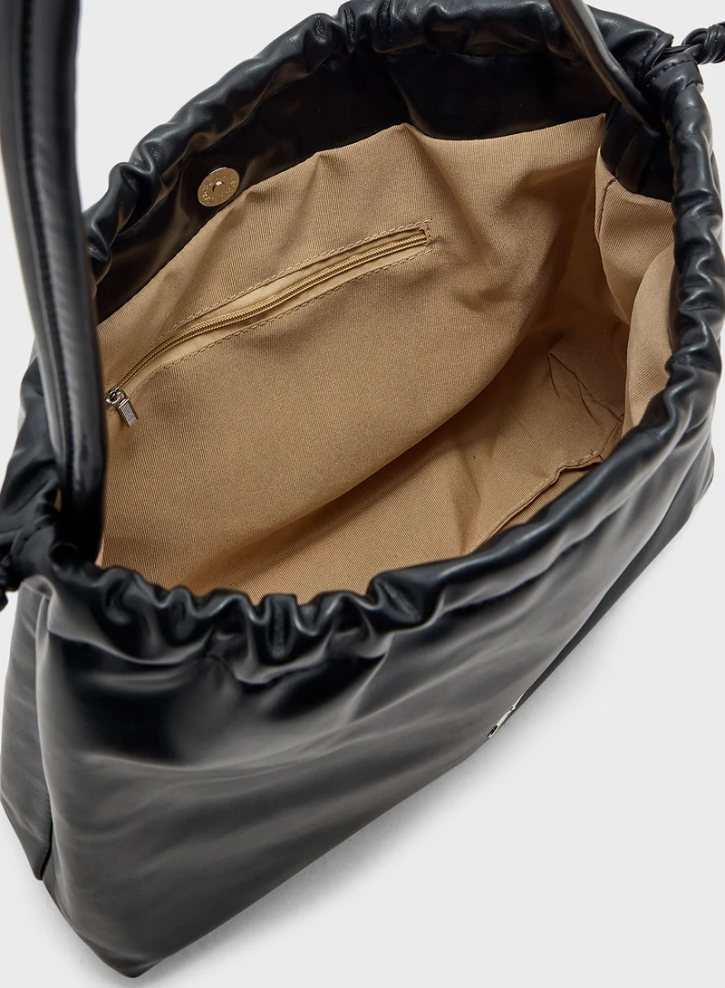 Ginger Drawstring Detail Bow Trim Shoulder Bag