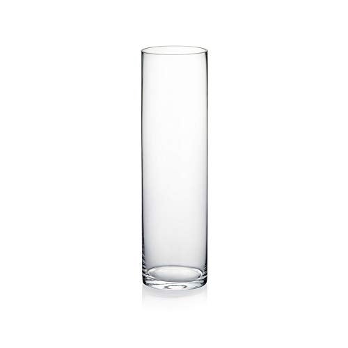 WGVI Quality Thick Weighted Tall Clear Cylinder Glass Vases, 4" W x 14" H, Flower Arrangement Floating Candle Holders Wedding Centerpieces Floral Bouquet Container Home Accent Decor, 1 Piece - Image 1