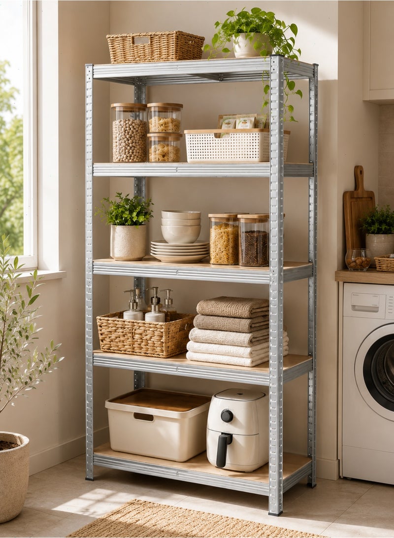 Yoawllty 5-Tier Storage Shelves, Garage Storage, Boltless Assembly, Adjustable Shelving Unit, for Shed Warehouse Basement Kitchen (Silver) - Image 1