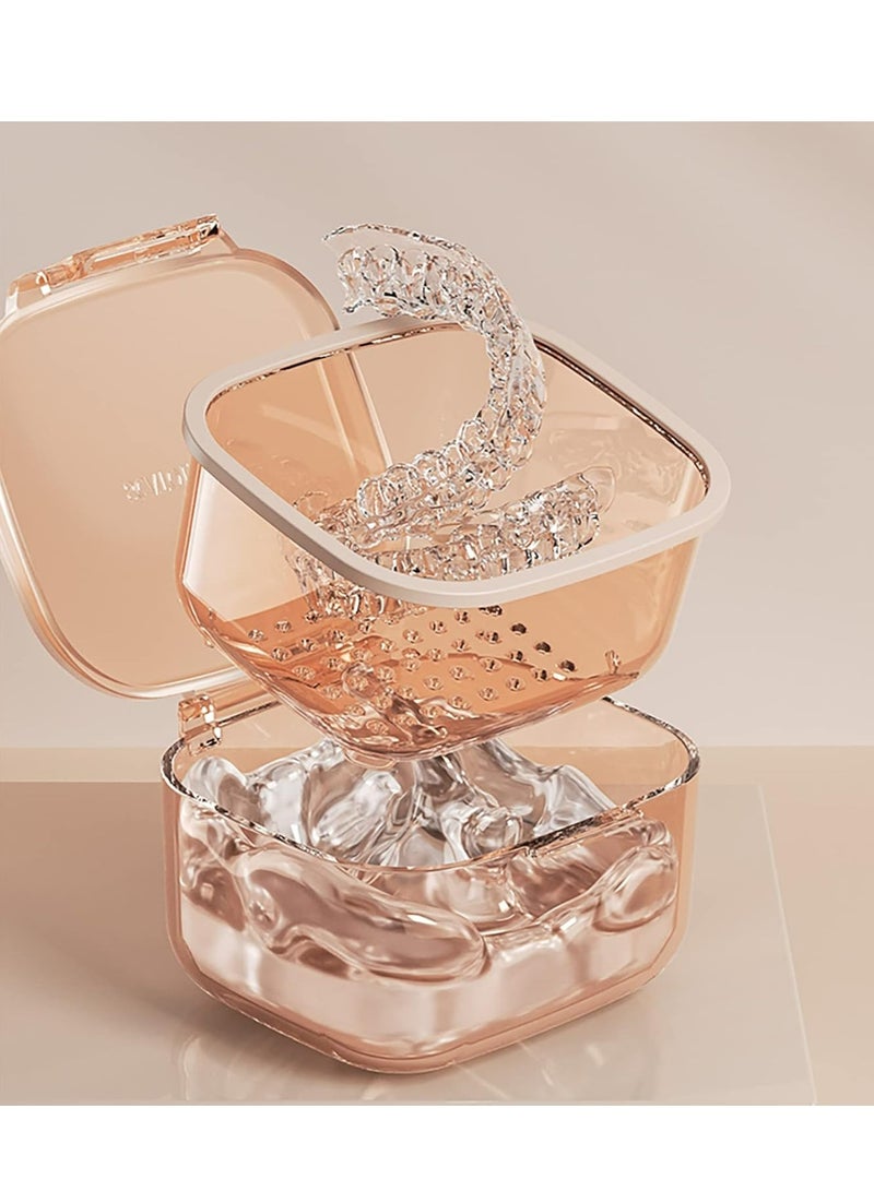 Oasisgalore Orange Retainer Cleaner Case with Drain Tray, for Dentures, Braces. - Image 4