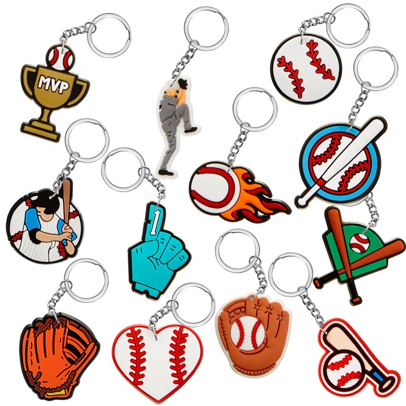 Batiyeer 36 Pack Sports Keychains Sports Ball Key Ball Keychain Bulk For Sports Birthday Party Favors (Baseball) - Image 1