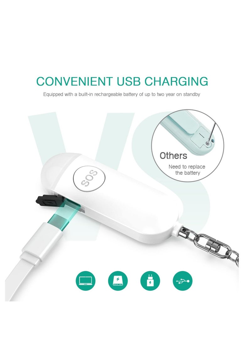 Personal Alarm Siren 2 Pcs 130dB Dual Speakers Rechargeable LED Light Ideal for Women Elderly Children Students and Night Shift Workers - Image 3