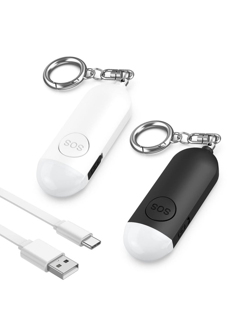 Personal Alarm Siren 2 Pcs 130dB Dual Speakers Rechargeable LED Light Ideal for Women Elderly Children Students and Night Shift Workers - Image 1