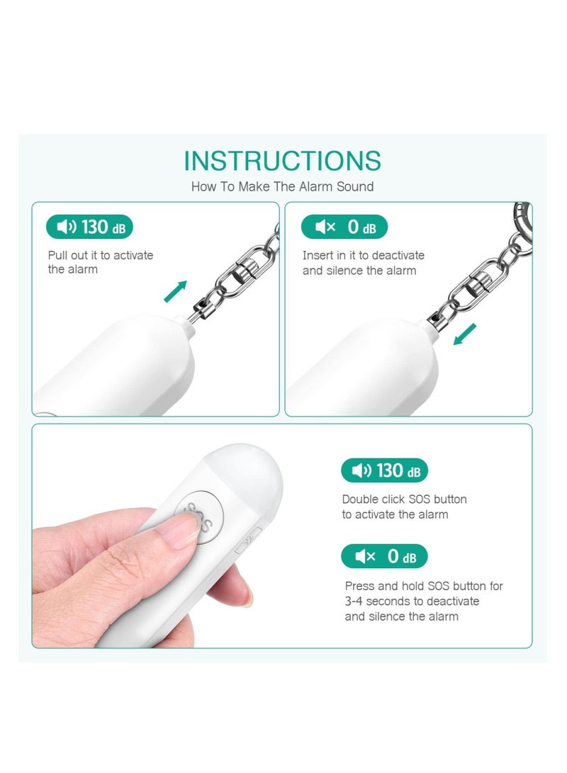Personal Alarm Siren 2 Pcs 130dB Dual Speakers Rechargeable LED Light Ideal for Women Elderly Children Students and Night Shift Workers - Image 5