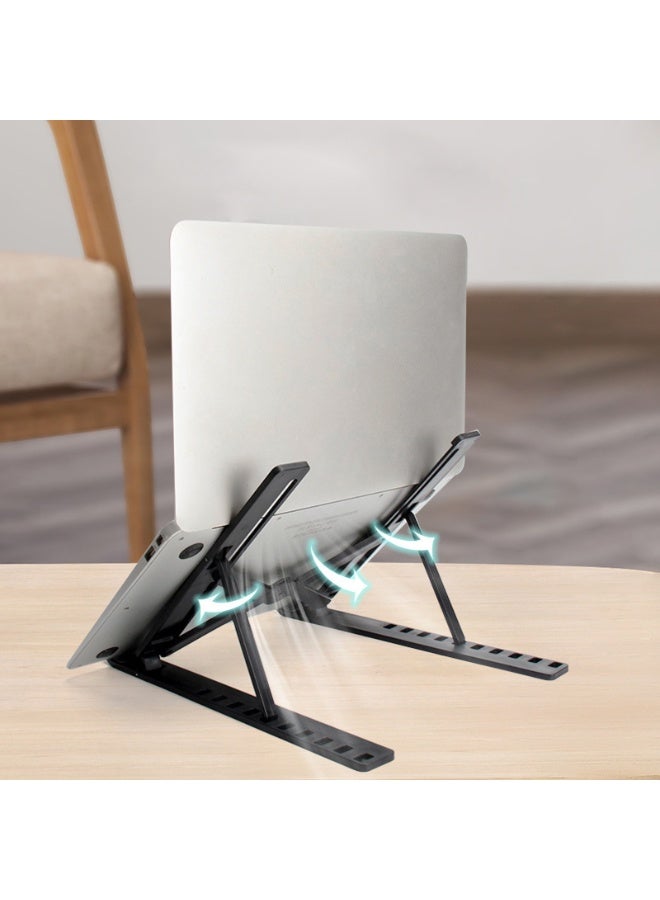 حامل كمبيوتر محمول قابل للتعديل حامل لوحي قابل للطي من سبائك الألومنيوم حامل كمبيوتر بـ 7 مستويات زاوية، أسود - Image 3