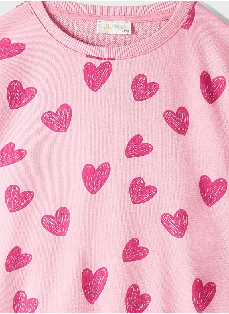 JUNE Heart Printed Tracksuit Set