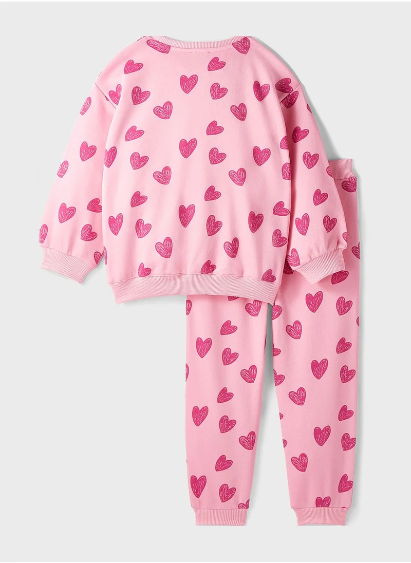 JUNE Heart Printed Tracksuit Set