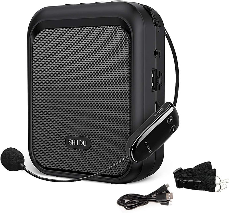 SHIDU مكبر صوت مصغر SHIDU محمول بلوتوث مع سماعة رأس لاسلكية UHF 10 واط 1800 مللي أمبير نظام PA يدعم صوت بصيغة MP3 للمعلمين والمدربين والتدريب ومرشد السياحة. - Image 1