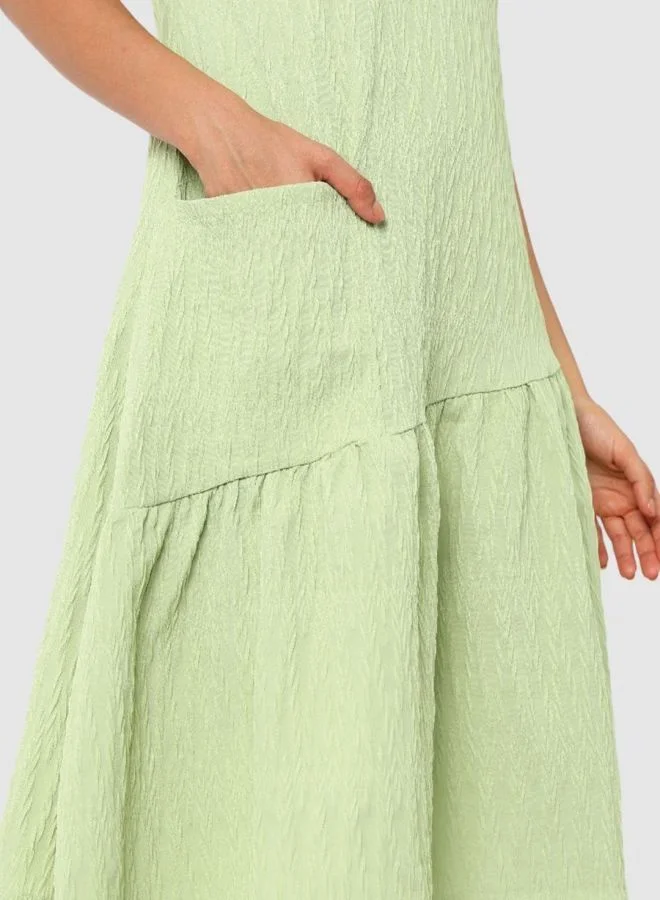 Freehand  Women Relaxed Fit Textured Scoop Neck Sleeveless Tiered Dress for Women | Best Price UAE