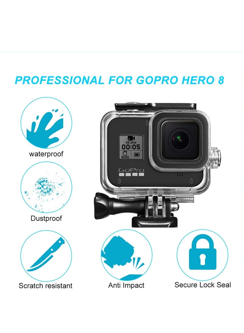 Action Camera Waterproof Case Compatible with Gopro Hero 8 Camera/Underwater 60M/196FT Housing Protective Case Shell Quick Release Bracket Screw Accessories Diving Case for Action Camera  - Image 3