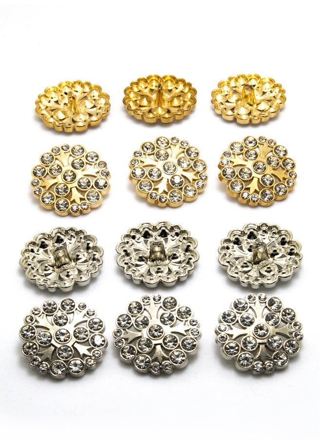 18 Pcs Metal Button Set for Women Dress. Fashion Nice Design with best quality stone.  (40L-6pcs,  28L-12pcs) - Image 3