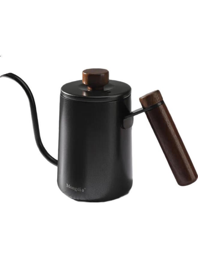 Mongdio Pour Over Kettle With 304 Stainless Steel And Teflon Coating, Fine Mouth Coffee Pot With Wooden Handle And Lid For Home Use, 400Ml - Image 1