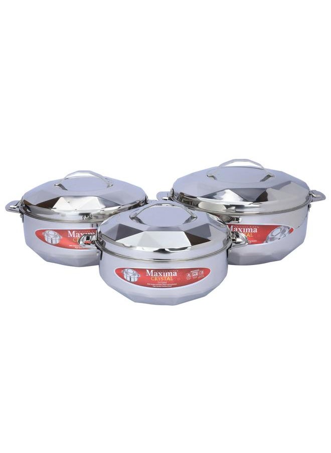 Maxima - Steel Food Container Set 3 Pieces 2.5 / 3.5 / 5 Liters Silver - Image 1