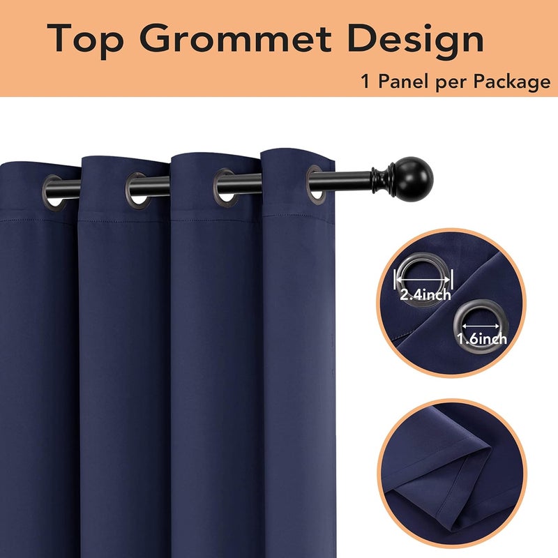 BONZER Room Divider Curtain Total Privacy Wall Wide Thermal Insulated Blackout Curtains for Slide Window, 96L x 70W Inch (8L x 5.8W ft), 1 Panel, Navy - Image 3
