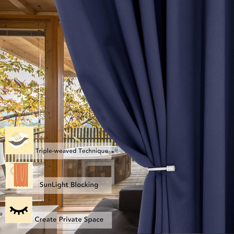 BONZER Room Divider Curtain Total Privacy Wall Wide Thermal Insulated Blackout Curtains for Slide Window, 96L x 70W Inch (8L x 5.8W ft), 1 Panel, Navy - Image 2