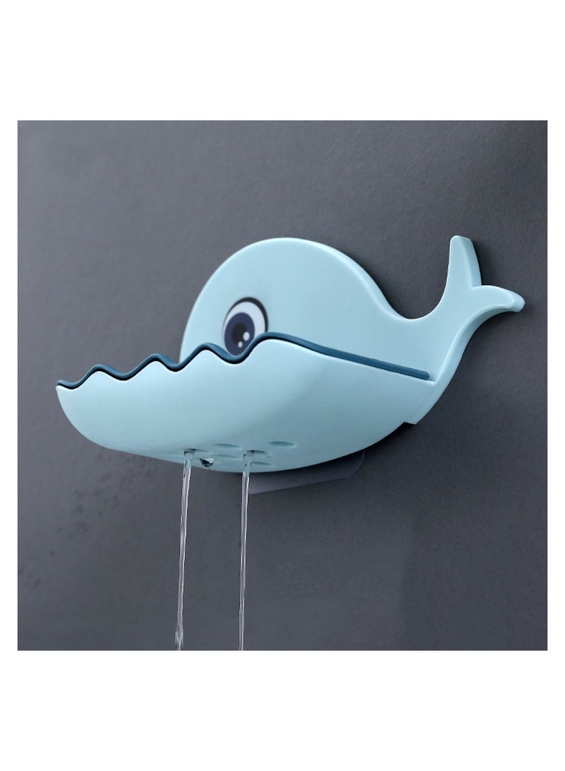 SYOSI 4 Pcs Cute Soap Dish Holder, Whale Shape Soap Holder Self Adhesive with Drain Holes on Bottom, Cartoon Kawaii Bathroom Soap Tray - Image 5