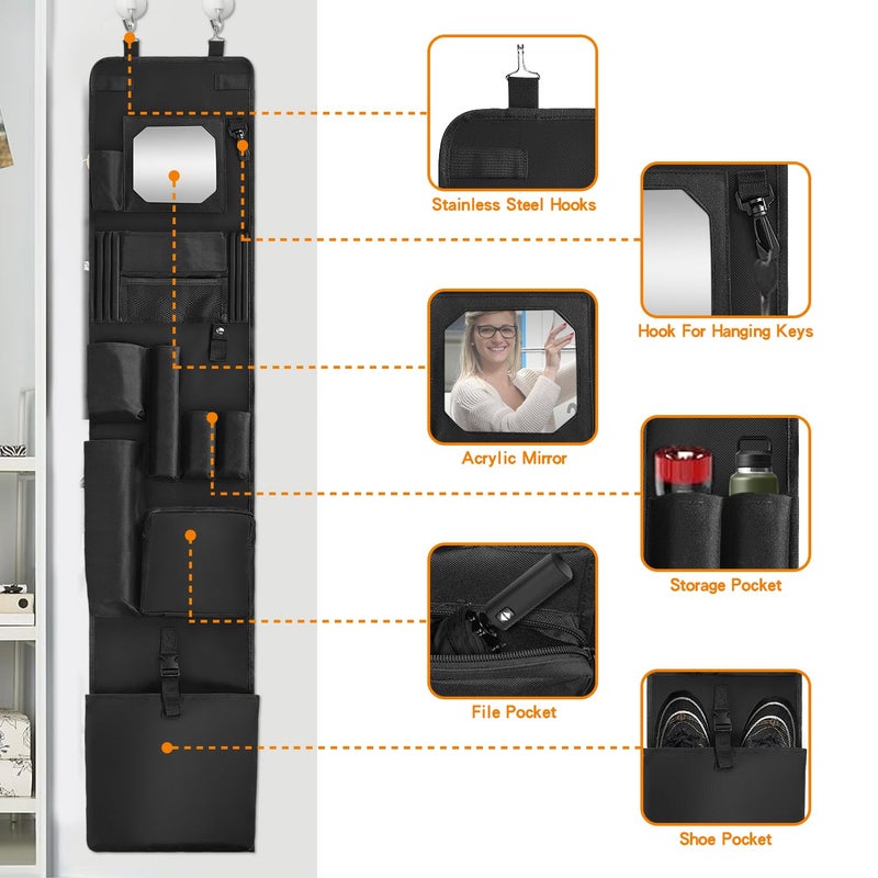 BOHEMIABY Police Locker Organizer, 51 X 11 in Hanging Locker Organizer, Locker Organizer Door Hanging for School Gym Police Security Law Enforcement Personnel, 600D Durable Material with Mirror - Image 3