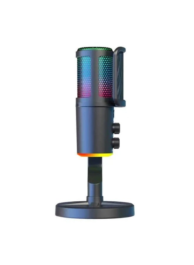 سانكس ميكروفون ألعاب K20 USB مع إضاءة RGB وتقليل الضوضاء، أسود - Image 4