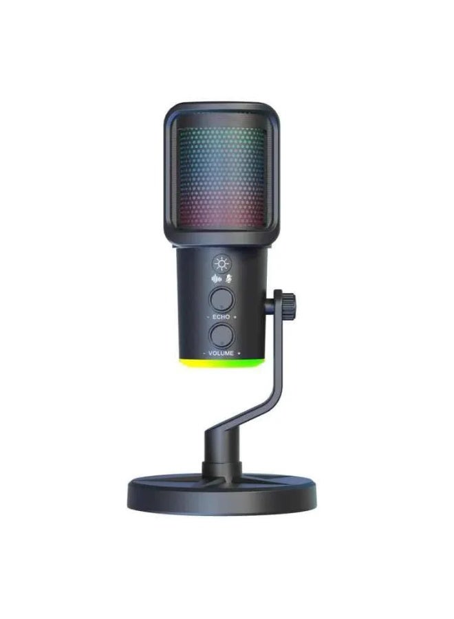 سانكس ميكروفون ألعاب K20 USB مع إضاءة RGB وتقليل الضوضاء، أسود - Image 2