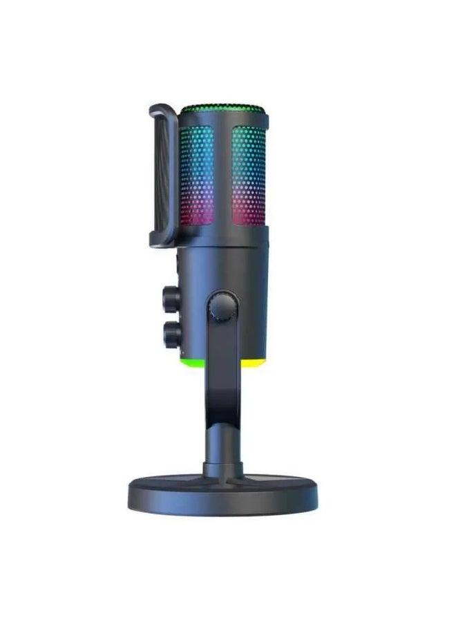 سانكس ميكروفون ألعاب K20 USB مع إضاءة RGB وتقليل الضوضاء، أسود - Image 3
