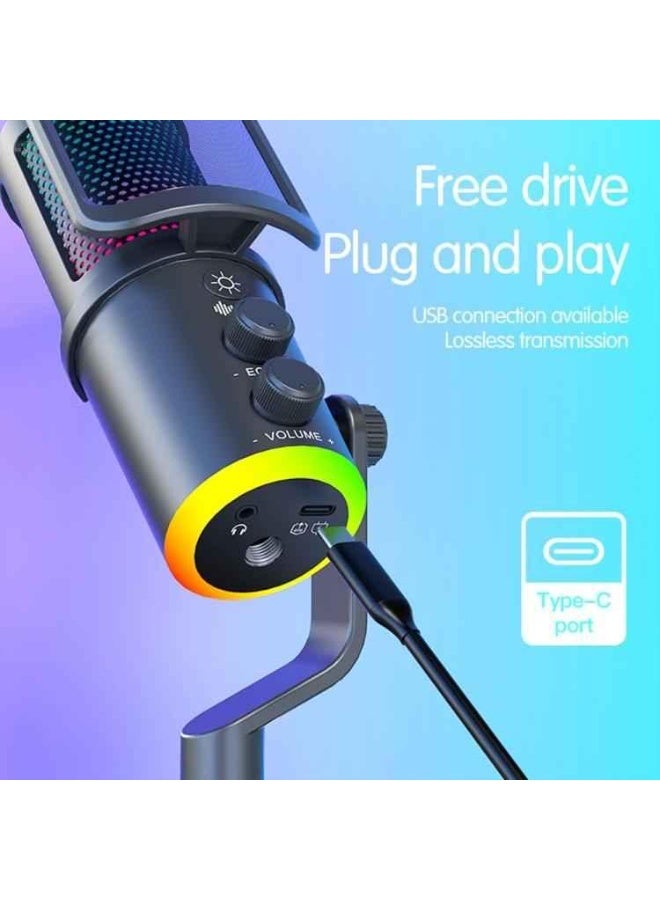 سانكس ميكروفون ألعاب K20 USB مع إضاءة RGB وتقليل الضوضاء، أسود - Image 5