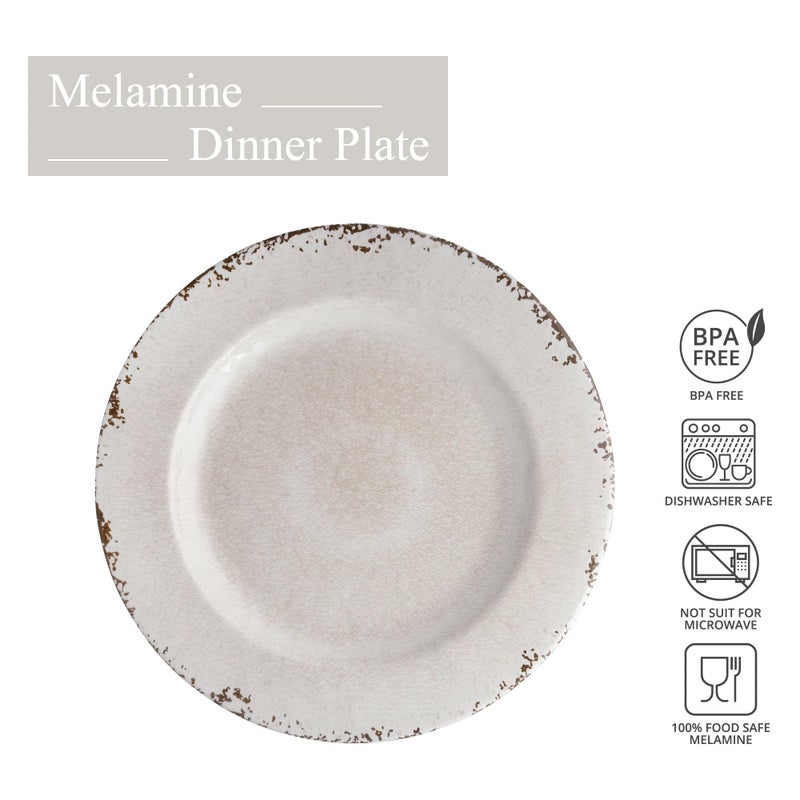 أب لوحة عشاء Melamine upware مجموعة من 6 BPA غسالة الصحون آمنة أطباق عشاء للأطباق الرئيسية للمعكرونة وسلطة 11 بوصة عشاء (كريم الكريات) - Image 2