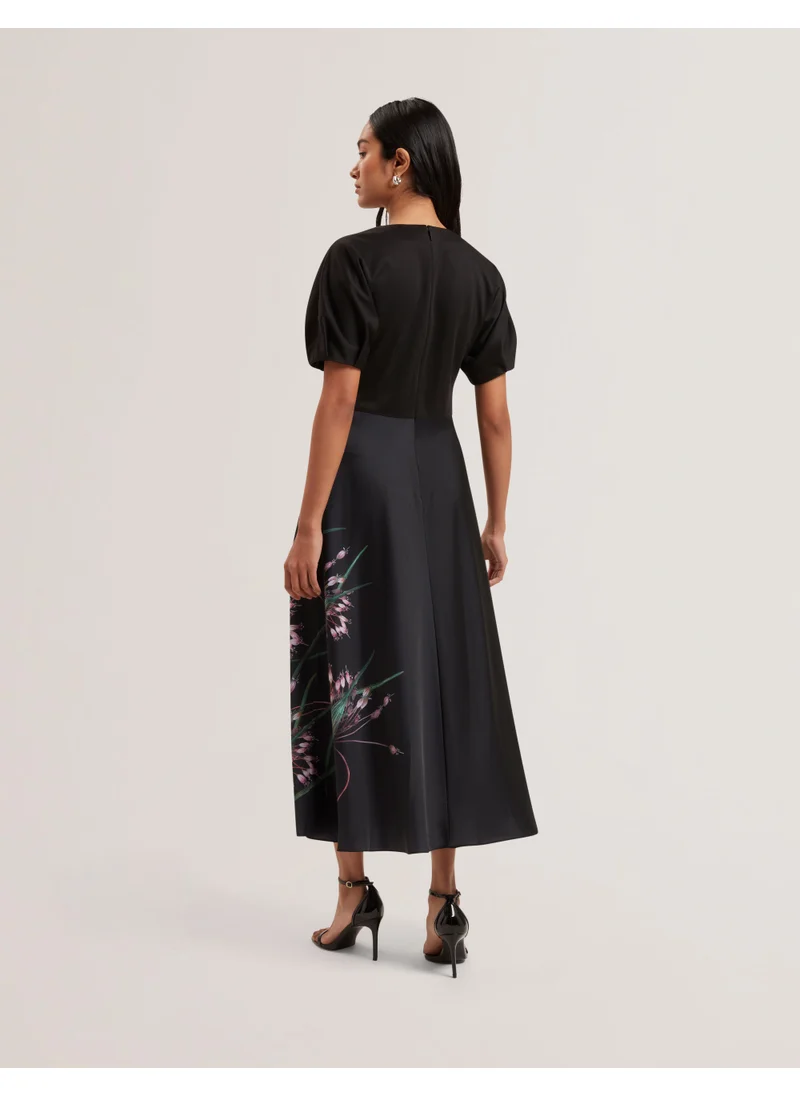 تيد بيكر Printed Satin High Waist Skirt