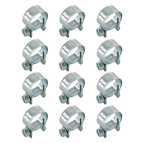 Jersvimc 12pcs Stainless Steel Gas Line Clamp(16-18mm), Zinc Plated Mini Fuel Hose Clamp Adjustable Tube Clamp for Pipe Fuel Line - Image 1