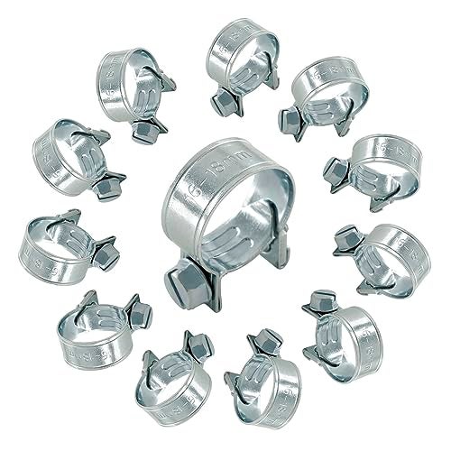 Jersvimc 12pcs Stainless Steel Gas Line Clamp(16-18mm), Zinc Plated Mini Fuel Hose Clamp Adjustable Tube Clamp for Pipe Fuel Line - Image 5